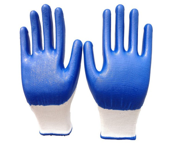 十三針白紗藍色丁腈手套